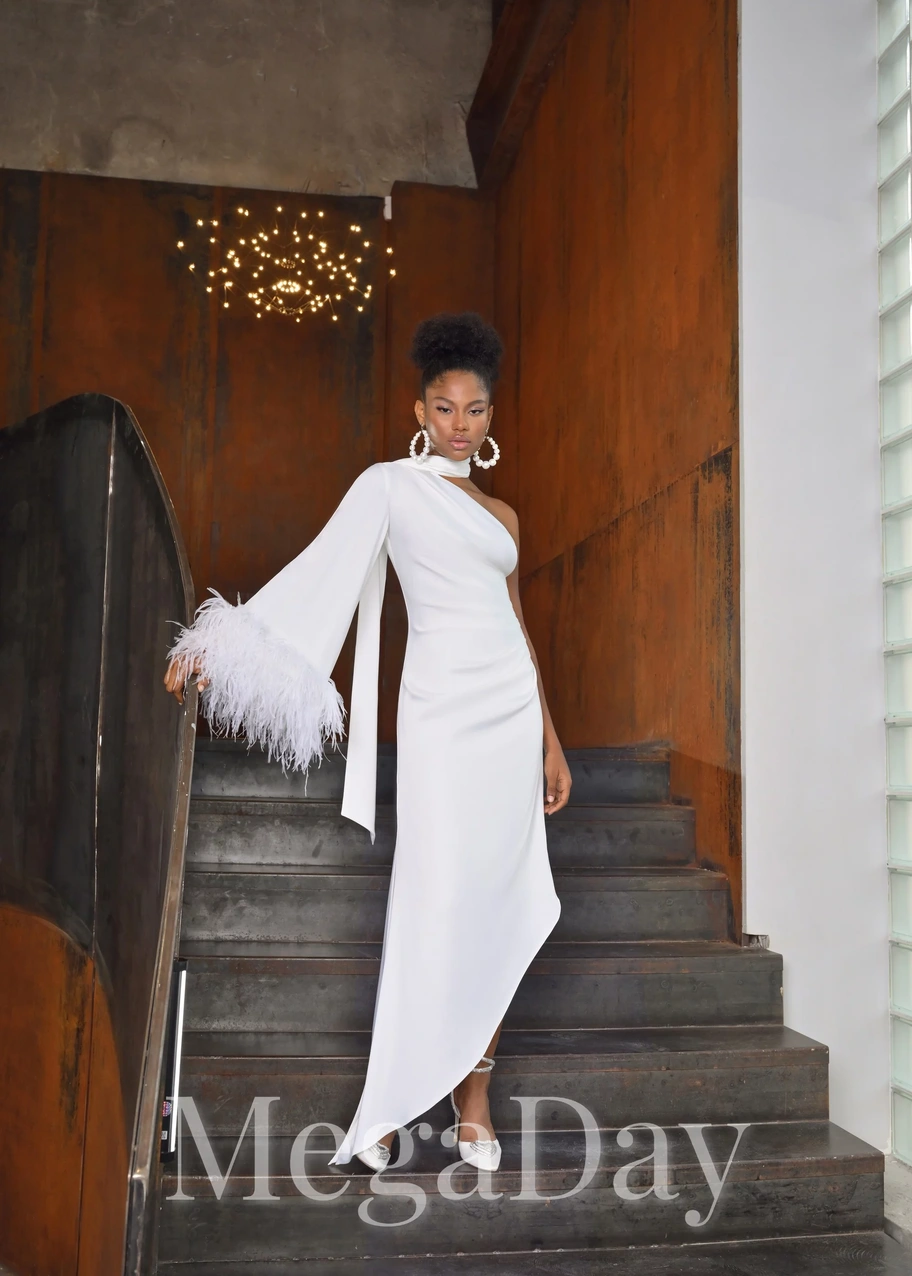 Шелковое платье рыбка с перьями